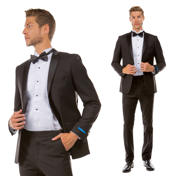 Hybrid Fit 2pc Notch Lapel Tuxedo by Sean Alexander, Black - Picture 1 of 7